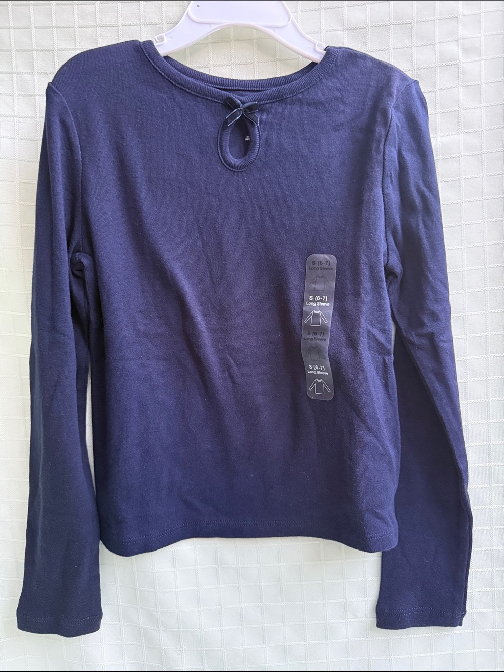 New GAP Navy Kids Long Sleeve Cotton Top with Neck Bow